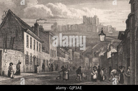 La rue Saint-jacques & Castle, Dover, Kent. SHEPHERD, antique print 1829 Banque D'Images
