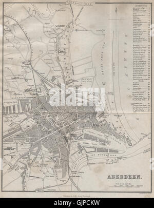 La ville antique d'ABERDEEN city plan. L'Écosse, 1886 carte antique Banque D'Images