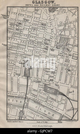 Hôtel de Glasgow et de la carte. Caledonian centre et St Enoch 1886 stations map Banque D'Images