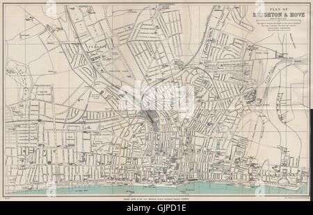 BRIGHTON & Hove vintage town/city plan. Le Sussex. WARD LOCK, 1932 carte vintage Banque D'Images