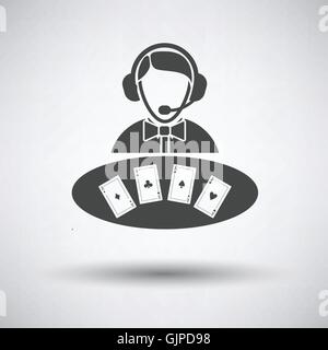 Concessionnaire Casino icône sur fond gris avec ombre ronde. Vector illustration. Illustration de Vecteur