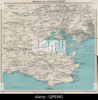 Le SUD-EST DE DORSET. À l'île de Purbeck Le port de Poole Poole Bournemouth, 1933 map Banque D'Images