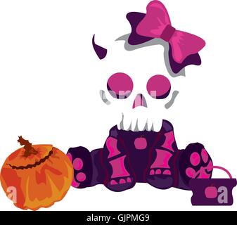 Fille cute Skull Illustration de Vecteur