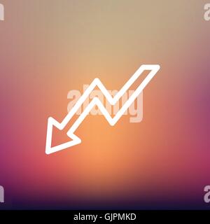 Flèche vers le bas de la foudre sur l'icône de la ligne mince Illustration de Vecteur