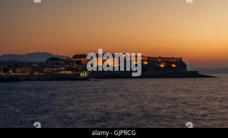 Rethymno, Crète, Grèce : la Fortezza dans le coucher du soleil Banque D'Images