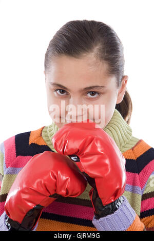 Gants de boxe boxe girl Banque D'Images