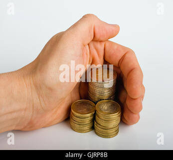 pièces en euro de main Banque D'Images