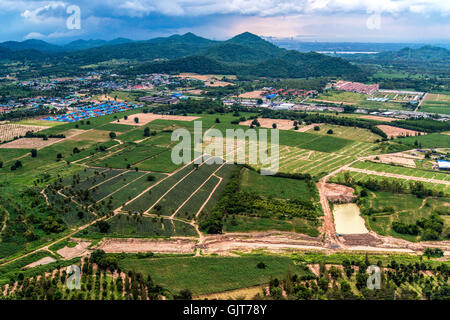 Le développement des terres et l'Agriculture l'Agriculture en Thaïlande photo aérienne Banque D'Images