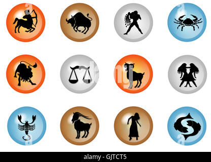 Boutons - Horoscope zodiaque Banque D'Images