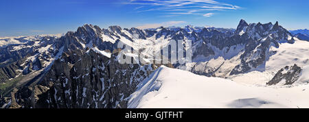 Glacier des Alpes françaises près de l'Aiguille du Midi, vue panoramique, France, Europe Banque D'Images