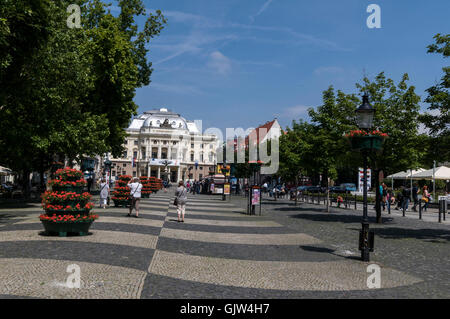 Hviezdoslavovo námestie (Place Hviezdoslavovo) et le Théâtre National Slovaque : le bâtiment de l'opéra historique de Bratislava, SL Banque D'Images