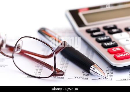 Finances comptabilité calculatrice Banque D'Images