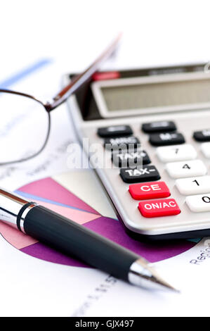 Impôt comptabilité calculatrice Banque D'Images