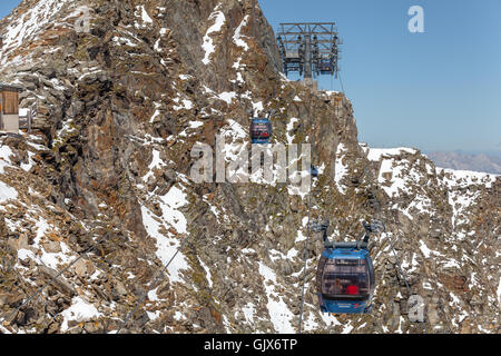 Ascenseur funiculaire de téléphériques à glacier de Hintertux Banque D'Images