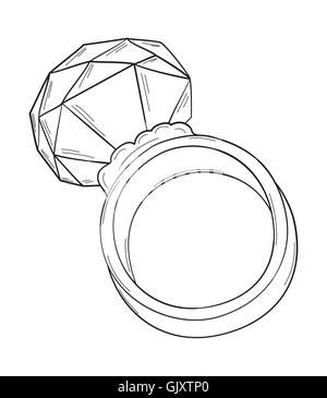 Bague en or avec grosse pierre Illustration de Vecteur