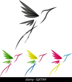 Colibri stylisé de couleur Illustration de Vecteur