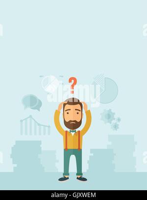 Businessman avec point d'interrogation sur la tête. Illustration de Vecteur