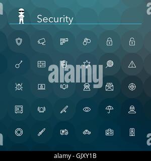 Icônes de ligne de sécurité Illustration de Vecteur