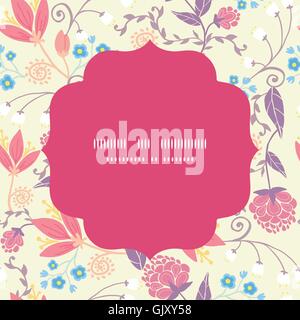 Champ de vecteur fleurs et feuilles fraîches cercle transparent frame patt Illustration de Vecteur