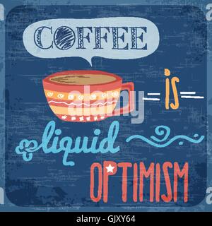 Rétro arrière-plan avec devis café Illustration de Vecteur
