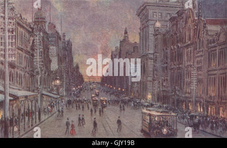 MELBOURNE. 'Collins Street, Melbourne' par Percy Spence. L'Australie, 1910 imprimer Banque D'Images