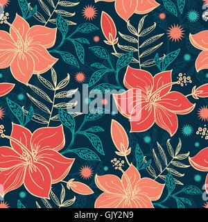 Vector tropicaux hibiscus motif transparente zone Illustration de Vecteur