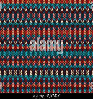 Motif tricoté géométrique ethnique homogène. Style Rouge Bleu Orange Brown fond jaune Illustration de Vecteur