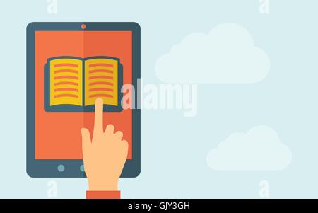 Tablette à écran tactile avec l'icône de livre Illustration de Vecteur