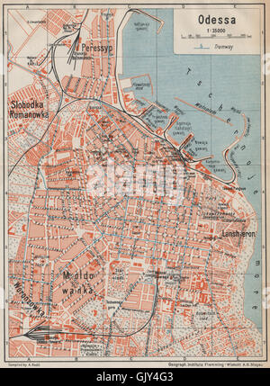 ODESSA vintage town/city plan. Union soviétique/URSS. L'Ukraine, 1929 carte vintage Banque D'Images