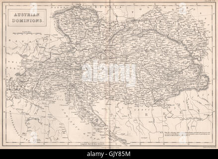 Dominions autrichien/Empire. L'Autriche-Hongrie. BRITANNICA, 1860 carte antique Banque D'Images