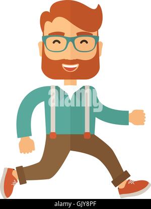 Funny cartoon l'homme est en marche Illustration de Vecteur