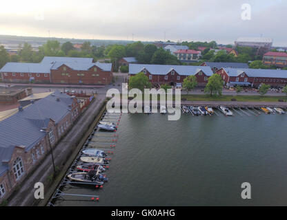 Vue aérienne sur Satamakatu restaurants à Hanko, Finlande Banque D'Images