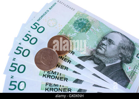 Coin Norvège bank note Banque D'Images