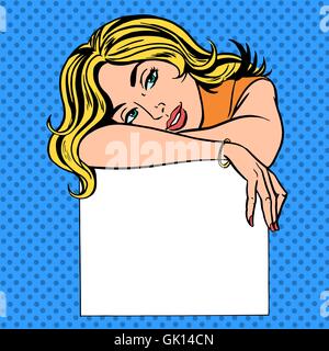 Femme avec place pour le texte de l'affiche Pop art comic vintage Illustration de Vecteur