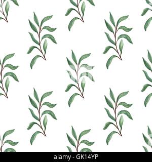 Aquarelle arbre branche seamless pattern. Illustration de Vecteur