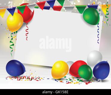 Carte d'anniversaire avec des ballons colorés Illustration de Vecteur