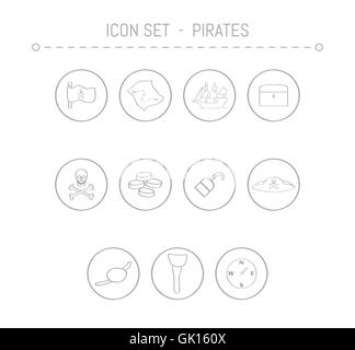 icônes de pirate Illustration de Vecteur