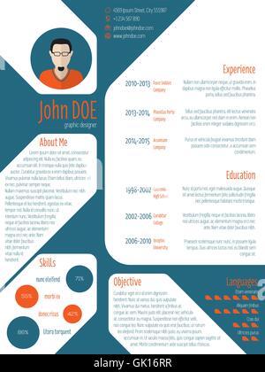 Modèle de CV CV avec une photo et les détails Illustration de Vecteur