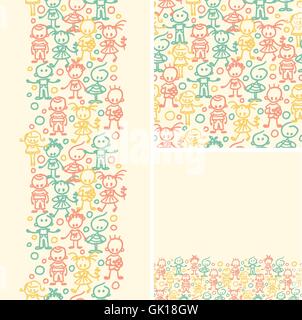 Des enfants heureux Doodle motif de fond transparent Illustration de Vecteur