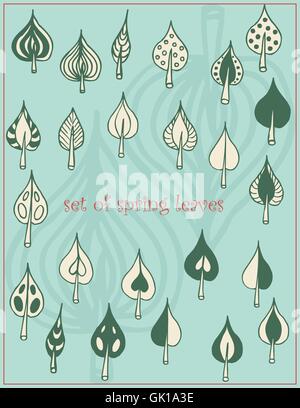 ensemble de feuilles Illustration de Vecteur