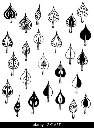 ensemble de feuilles Illustration de Vecteur