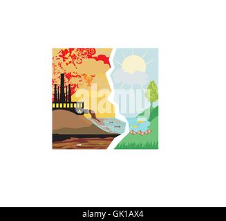 Les cheminées polluantes de l'air Illustration de Vecteur