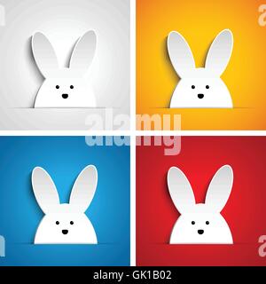 Happy Easter Bunny Rabbit Cartoon Set Illustration de Vecteur