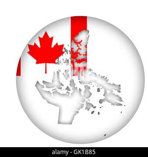 Canada État du bouton carte drapeau du Nunavut isolé sur un fond blanc. Banque D'Images
