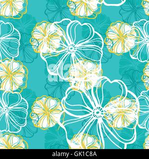 Modèle transparent avec fleurs d'Hibiscus tropical. Illustration de Vecteur