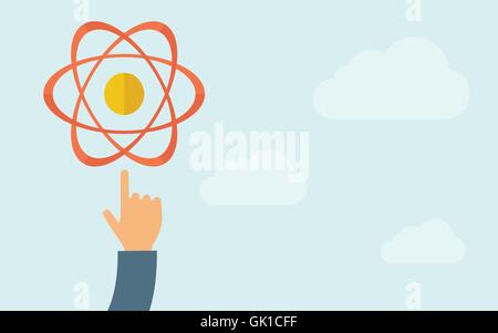 Main pointant à l'icône de la science et de la technologie Illustration de Vecteur