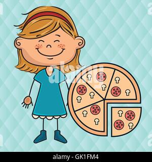 Fast food pizza girl Illustration de Vecteur