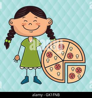 Fast food pizza girl Illustration de Vecteur