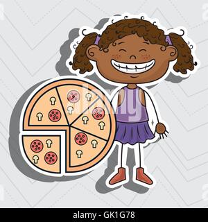 Fast food pizza girl Illustration de Vecteur