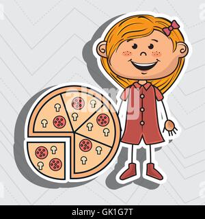 Fast food pizza girl Illustration de Vecteur